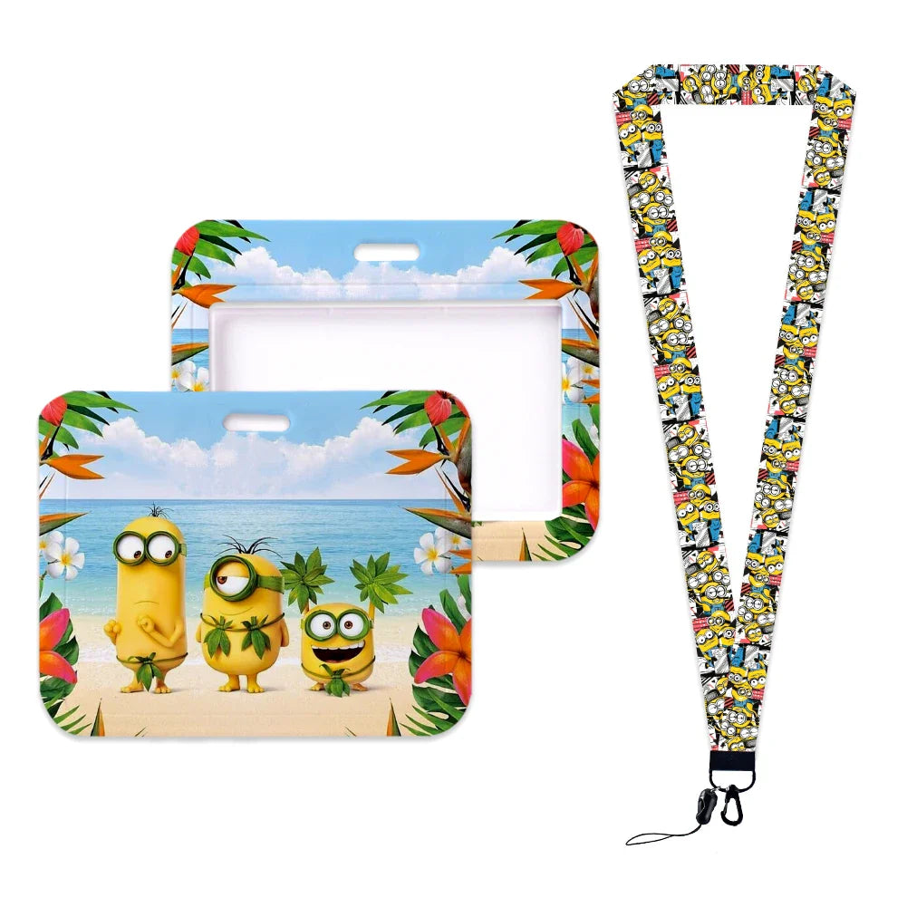 Minions Neck Lanyard Set – Cartoon Card Holder & Keychain for Students - Image 24