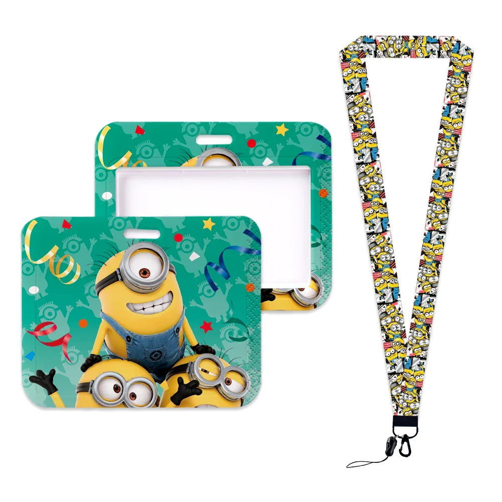 Minions Neck Lanyard Set – Cartoon Card Holder & Keychain for Students - Image 23